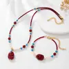 Pulsera Cadena de Cuentas Amuleto Buda Cinabrio Perla de Agua Dulce Natural Collar Pulsera Retro Tendencia Nacional Lujo Ligero Nuevo Estilo Chino Accesorio Hanfu Alto