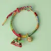 Pulsera Trenzada Multicolor Estilo Nacional con Colgante de Aleación Esmaltada, Ajustable, Accesorio de Mano Estilo Nacional de Paz y Buena Suerte