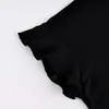 2026 Nuevo Producto Conjunto de Dos Piezas de Pijama Casual de Punto de Color Sólido con Volantes de Manga Corta Ropa de Casa Suave para Mujer