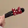 Elegante Pinza para el Cabello con Lazo Rojo para Mujer, Nuevo Estilo de Alta Gama 2025, Pinza de Garra Recta para la Parte Posterior de la Cabeza, Pasador para Peinados Recogidos
