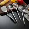 Chef de Hotel Cocinando Utensilios de Cocina de Acero Inoxidable Cuchara para Gachas Casera Cuchara para Arroz Tenedor para Carne Juego de Seis Espátulas Sartén Antiadherente