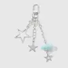 Dulce, Lindo e Inteligente Cadena de Garra con Strass de Nube y Lazo de Acrílico Colgante Llavero de Corazón, Estrella, Tulipán
