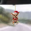 Acrílico 2D Transfronterizo Dibujo Animado Plano Adorno Colgante para Coche de Perro Navideño