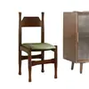Silla de comedor retro estilo francés, silla de madera maciza verde con un toque de alta gama, tocador con respaldo, silla para mesa de comedor de sala de estar