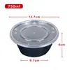 Caja de Almuerzo Desechable Caja de Embalaje de Plástico Negro Engrosado Caja de Almuerzo para Llevar Comida Rápida Tazón Redondo para Sopa con Tapa Venta al por Mayor