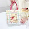 Nueva Bolsa de Lona Estilo Dibujo Animado Linda Gatito Bolso de Mano para Estudiante Versátil de Verano Ropa de Trabajo Bolsa de Gran Capacidad