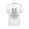 Camiseta de Manga Corta para Hombre Verano Casual Negra Media Manga Camisa Base Superior Estilo Nuevo 2026 para Hombre Conejo con Pedrería