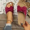 Sandalias casuales para mujer con decoración de lazo, pantuflas cómodas de suela plana, punta redonda, talla grande para comercio exterior