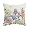 Funda de Cojín Decorativa de Lino con Estampado de Plantas y Flores para Sala de Estar, Sofá, Decoración