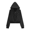 Estética Harajuku nicho diseño metálico cárdigan con capucha casual estilo callejero top chaqueta venta al por mayor moderno