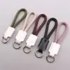 Lanyard para Teléfono de Cuero Genuino Creativo, Llavero, Correa de Mano Corta, Colgante Tejido, Accesorio, Lanyard para Dedo