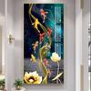 Entró por la puerta para hacer dinero porche colgando pintura en el pasillo de la puerta al final de la versión vertical del mural de pared de porcelana de cristal de la pintura decorativa del porche de la figura de nueve peces