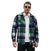 Camisa de cuadros retro cepillados para hombre, con cuello desplegable, de manga larga, estilo cárdigan casual holgado, transfronteriza TEMU, europea y americana