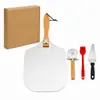 Pala Plegable de Aluminio para Pizza Transfronteriza de Amazon con Mango de Madera Set de Herramientas para Pizza de Horno de Cocina Venta al por Mayor con Impresión de Logo