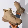 Sapatos de Algodão Novos Outono e Inverno Europeus e Americanos Transfronteiriços Tamanho Grande Botas Martin de Inverno Cano Alto Com Veludo Quente Sapatos Femininos Sapatos Esportivos