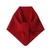 Cachecol triangular de cashmere feminino, cachecol de puro cashmere de cabra, novo para outono e inverno, gola quente de tricô de cor sólida, protetor de pescoço, pequeno xale