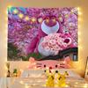 Oso de Fresa Dibujos Animados Lindo Niña Niña Habitación de Princesa Dormitorio Mesita de Noche Tela Decorativa Colgante Habitación de Alquiler Tela Colgante de Fondo