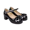 Primavera/Verão 2026 Novas Sapatilhas Mary Jane de Salto Alto Doce Simples Laço Bico Redondo Sapatos Femininos Cor Sólida Salto Grosso