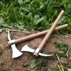 Machado de aço inoxidável portátil para aplainar e cortar uso duplo tamanho pequeno enxada afofar terra cavar estaca de árvore ferramenta para bonsai integrado têmpera picareta de gelo