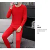 Ano de nascimento terno roupas quentes masculinas vermelho vivo casamento roupa de baixo longa