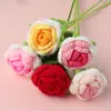 Producto Terminado Ramo Tejido a Mano Esquina Redonda Rosa Decoración del Hogar Crochet Flor Artificial Hilo Regalo para Novia
