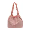 Bolsa de Tecido Estilo Fresco Pequena Bolsa Grande Plissada Feminina Grande Capacidade Casual para o Dia a Dia Bolsa de Ombro de Lona Moda Versátil Bolsa de Axila