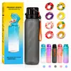 Taza de Agua de Plástico Escarchado con Tapa de Rebote, Botella de Agua Deportiva Sabor Fruta, Taza Espacial Práctica, Taza Divertida Portátil para Fitness al Aire Libre