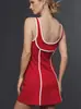 Aliexpress Novo Cor de Verão Bloco de Cores Casual Street Style Esportivo Yoga Vestido de Tênis Versátil Emagrecedor Vestido de Alça