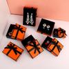 Caja de Regalo Llavero Naranja Caja para Anillo Caja para Collar de Perlas Caja para Joyería con Lazo Caja para Aretes Venta al Mayoreo