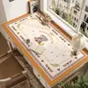 Tapete de Mesa de Centro Bordado Estilo Retrô com Toque de Luxo Leve e de Alta Qualidade, Apresentando Desenhos de Animais Fofos, Impermeável, à Prova de Óleo e Fácil de Limpar