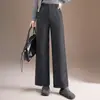 Elegantes pantalones de lana de pierna ancha para mujer, nueva colección otoño/invierno 2026, de cintura alta, corte holgado, casual, versátiles, de pierna recta, largos