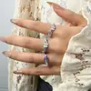 Anillo de Dedo Índice con Forma de Corazón y Índice de Flor de la Suerte del Amanecer de Primavera para Mujer, Anillo de Compromiso, Moda Coreana y Japonesa, Anillo Abierto de Trébol de Cuatro Hojas con Diamante Brillante