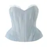 Ins estilo europeu e americano transfronteiriço 2026 nova moda elegante feminino renda retalhada espartilho de barbatanas jeans top e saia