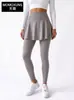 Falda pantalón de dos piezas falsas transfronteriza de cintura alta para levantar glúteos para mujer, adecuada para primavera, verano y otoño, que cubre las caderas, adelgazante, plisada, para fitness, falda pantalón deportiva de yoga