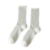 Calcetines de Malla Hueca de Color Sólido con Volantes para Mujer Calcetines de Media Caña Ins Trendy Verano Delgados Estilo Ballet Transpirables Calcetines Largos para Mujer