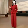 2026 Europa Sudeste Asiático Transfronteiriço Novo Cor Sólida Manga Longa Amarrar Top Cintura Alta Moda Casual Conjunto Mulheres Atacado