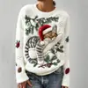 Sudadera de Manga Larga con Cuello Redondo, Corte Ajustado, Estampado Digital con Elementos Navideños Transfronterizos, 250g Franela, Nuevo 2025