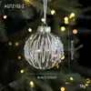 Bola de Plástico Transparente de 8 cm Bola de Navidad Rayada Polvo Pegajoso Perla Blanca Bola Colgante Decoración de Árbol de Navidad Escena