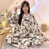 Pijama de manga larga para mujer, primavera y otoño, sencillo, estilo coreano, estilo ins, de alta gama, para jóvenes, suelto, cuello redondo, para el hogar, traje de otoño e invierno