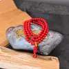 Pulseira de Cinábrio para Mulheres, Pulseira em Formato de Cabaça com Conteúdo Padrão, Pulseira de Flor de Cabaça de Cinábrio em Camadas Múltiplas, Pulseira de Cinábrio de Nicho