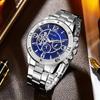 2025 explosiones de comercio exterior reloj de hombre de imitación de tres ojos correa de acero moda negocio reloj de cuarzo reloj reloj de hombre al por mayor