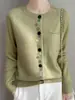 Elegante cárdigan de punto abotonado de colores para mujer, abrigo corto, grueso, elegante prenda de abrigo nueva para otoño e invierno 2026