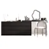 Tocador de Lujo Negro y Cómoda Integrados Gabinete de Almacenamiento de Noche de Lujo Ligero Italiano Mesa de Maquillaje Estilo Retro Mediados de Siglo