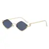 Gafas de sol metálicas de alta gama sin montura con forma de diamante para hombre y mujer, gafas de protección solar para exteriores europeas y americanas, gafas irregulares de moda