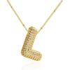 Collar de Verano de Alta Gama para Mujer con Colgante de Letras Burbuja Completamente Diamantadas con Incrustaciones de Circonita de Cobre Popular Transfronterizo