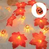 Cadena de Luces LED Hoja de Arce Calabaza Transfronteriza Decoración para Halloween Habitación Patio Fiesta Linterna Cadena de Luces de Hojas Artificiales