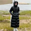 Zhubya 95 plumón de pato blanco Brillante Ultragrueso Ajuste Delgado de Rodilla a Tobillo Invierno 2023 Nueva Chaqueta de plumón Extra Larga para Mujer