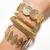 Joias Transfronteiriças Europeias e Americanas Pulseira de Corrente Simples Personalizada Pulseira Aberta Geométrica Brilhante Moda Retrô Conjunto de Pulseiras