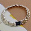 Europa y Estados Unidos moda personalizada transfronteriza exquisita joyería precio de fábrica venta al por mayor joyería de plata pulsera para hombre de alta gama con hebilla cuadrada lateral