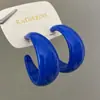 Brincos Retro de Alta Qualidade Azul Royal Brilhante em Forma de C Estilo Ins Brincos Simples Brincos da Moda com Design Personalizado para Mulheres